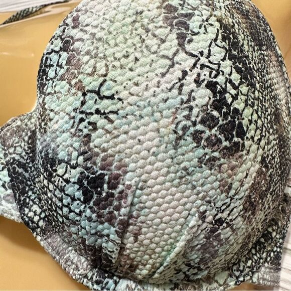 NWT VS BOOSTER HALTER SWIMSUIT BIKINI TOP MINT SNAKESKIN MERMAID 36C - Picture 5 of 10